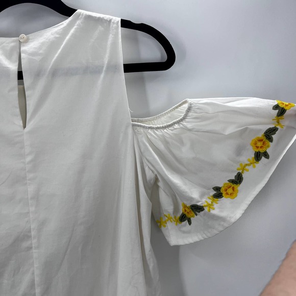 Miami Boutique Mini Dress Cold Shoulder Yellow Embroidered Floral NWT Small - Picture 12 of 12